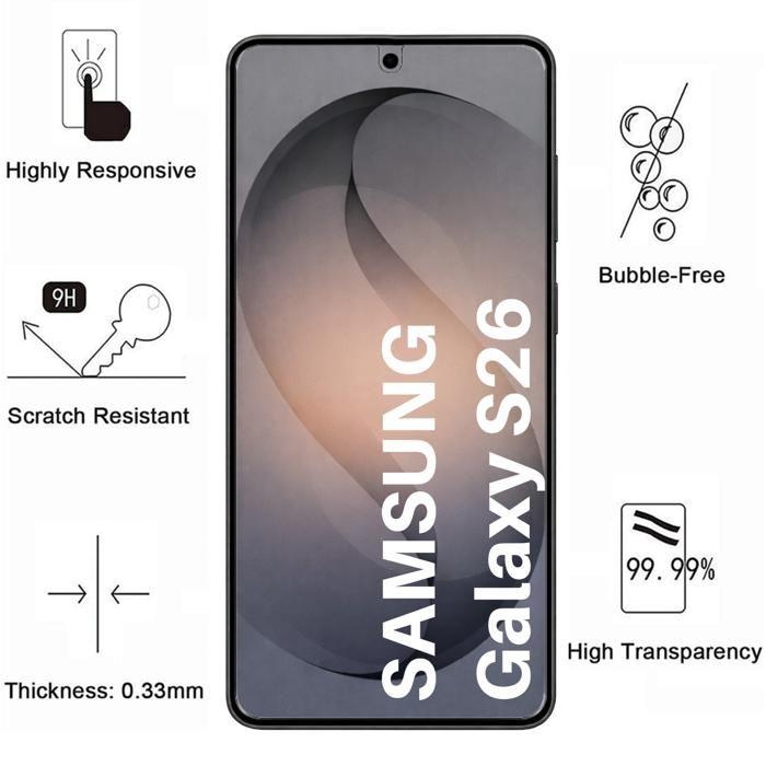Verre Trempé pour Samsung Galaxy S26 et Protection Caméra [Pack 2] Film Vitre Protection Phonillico®