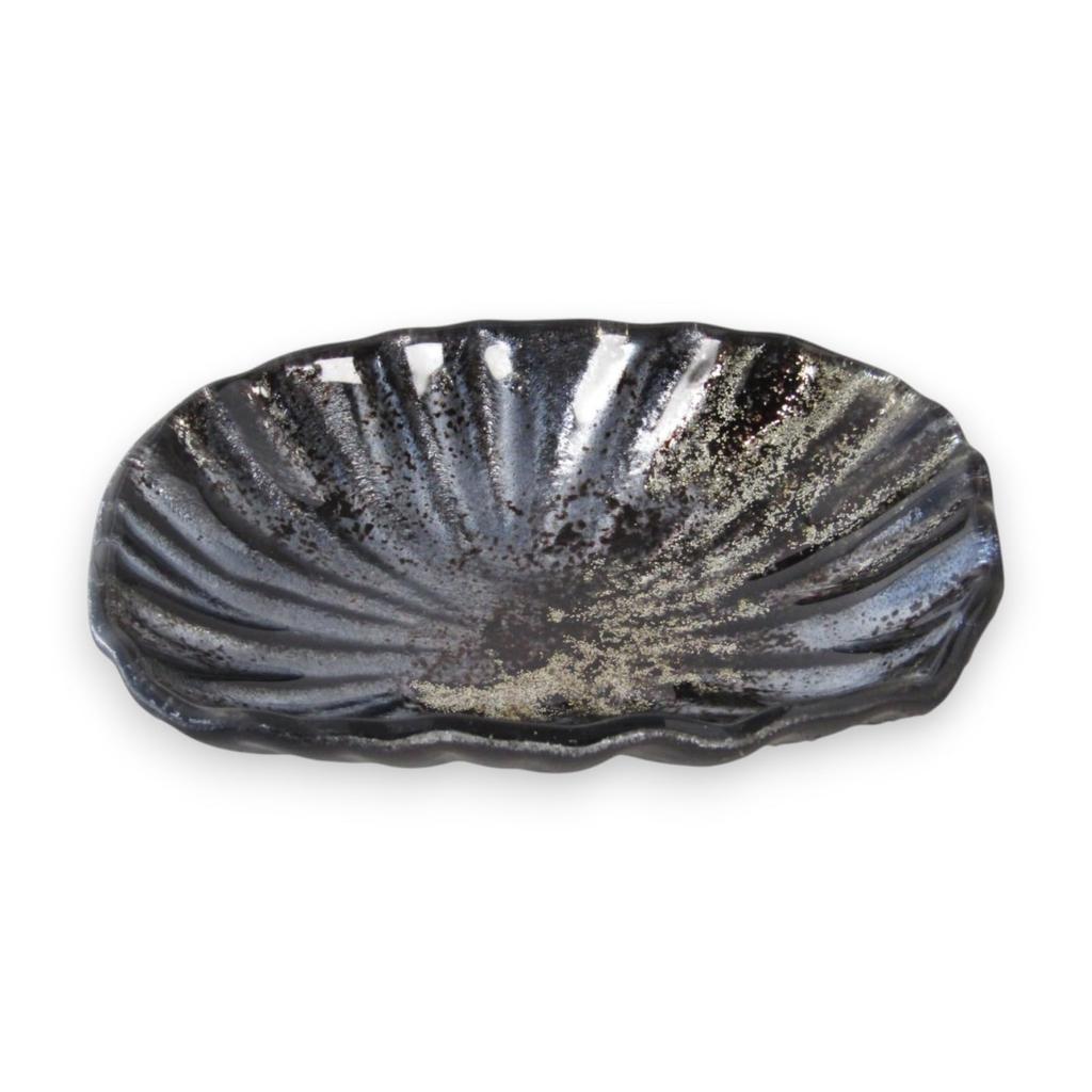 Small Oval Glass Serving Black and by Sairan J-kitchens Plate, Gold, 12cm,