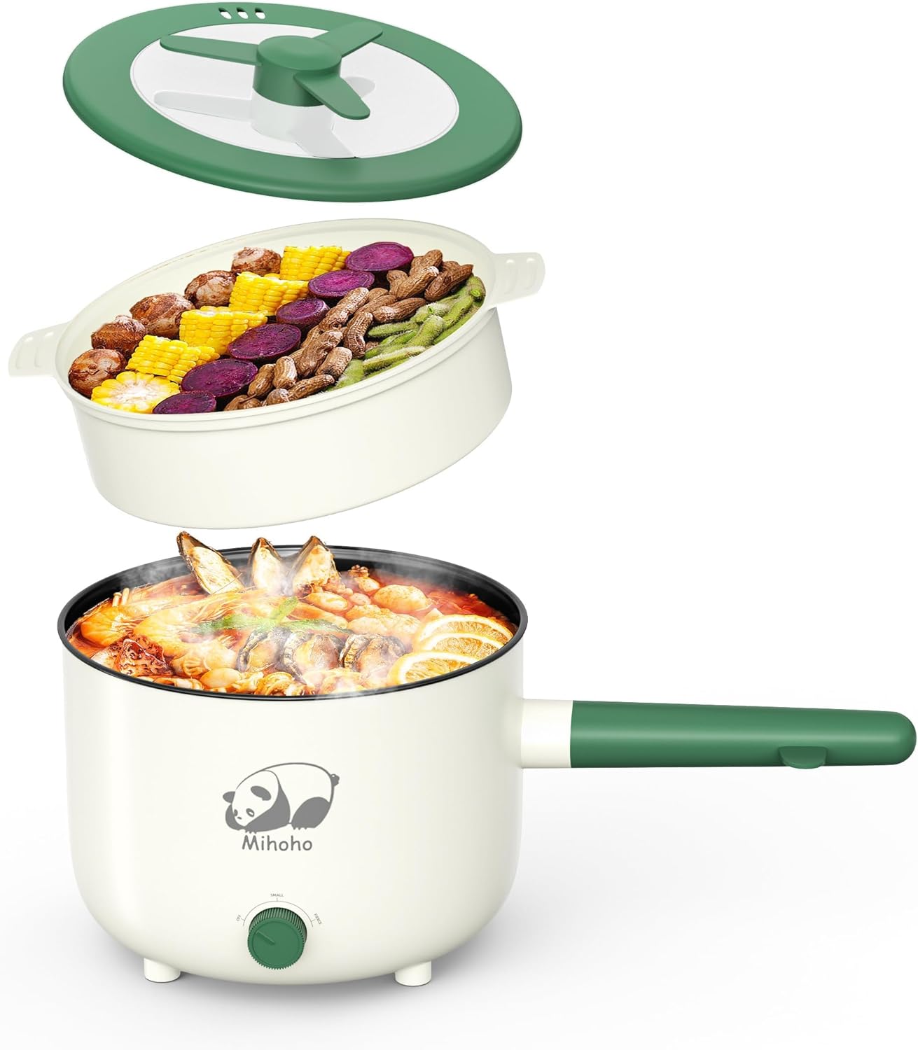 

Steamer, Portable Nonstick Frying Pan with Dual Power Control, Electric Shabu Shabu Cooker for Noodle, Oat United States