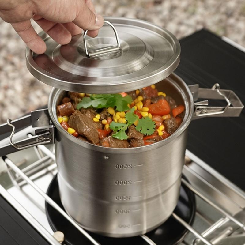 Light weight Outdoor Cooking Stainless Steel Camping Pot Multifunctional For Campers And Adventurers