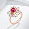 Shiny Red Natural Zircon Ring For Women Fashion  Rose Gold  Color Mix High Quality Daily Fine Retro Jewelry