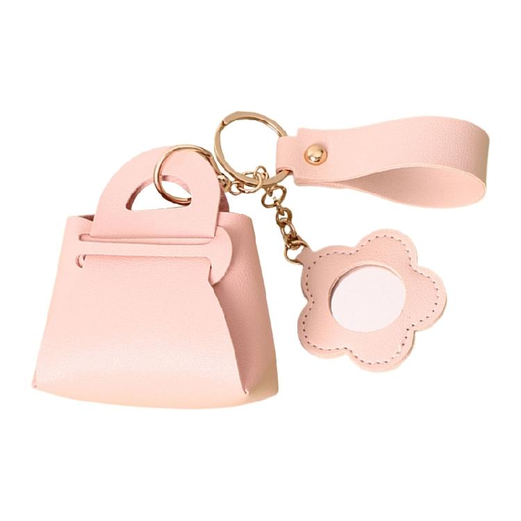 

Bag Keychain PU Leather Key Chain Small Storage Bag Leather Bag Charm Keychain Bag Pendant Keyings рожевий