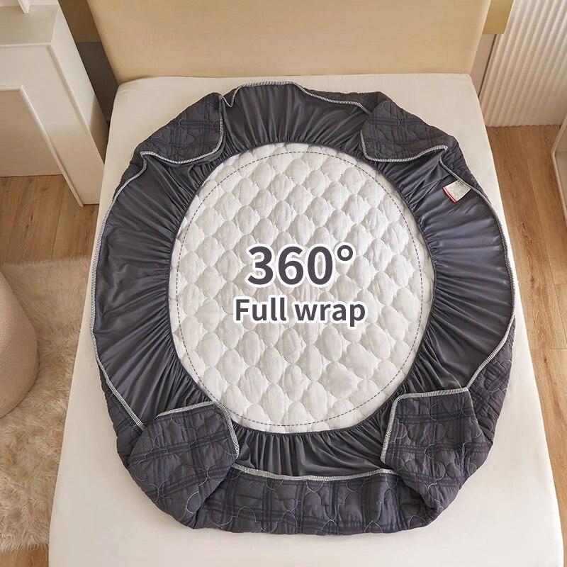 Tejido de Hilo de Burbujas Fresco Pequeño,Algodón Laminado,Sábana Bajera Ajustable 160x200,Funda Protectora de Colchón,Transpirable