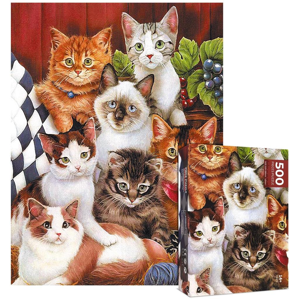 CHengQiSM Jigsaw Cat 500 Gift 500-Piece Puzzle, Photo, Pieces, Animal, Cat, Stylish, Interior, (38x52cm)