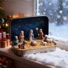 Christmas Birth Box Resin Handcrafted Mini Scene Desk Decor Holiday Ornament Retro Portable Festive Gift For Home Party Display