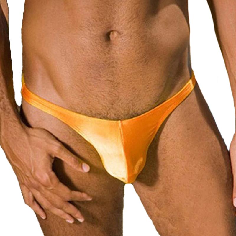 1Pc Men G-string Nylon Thongs Convex Panties Sexy Briefs Solid Color Underwear