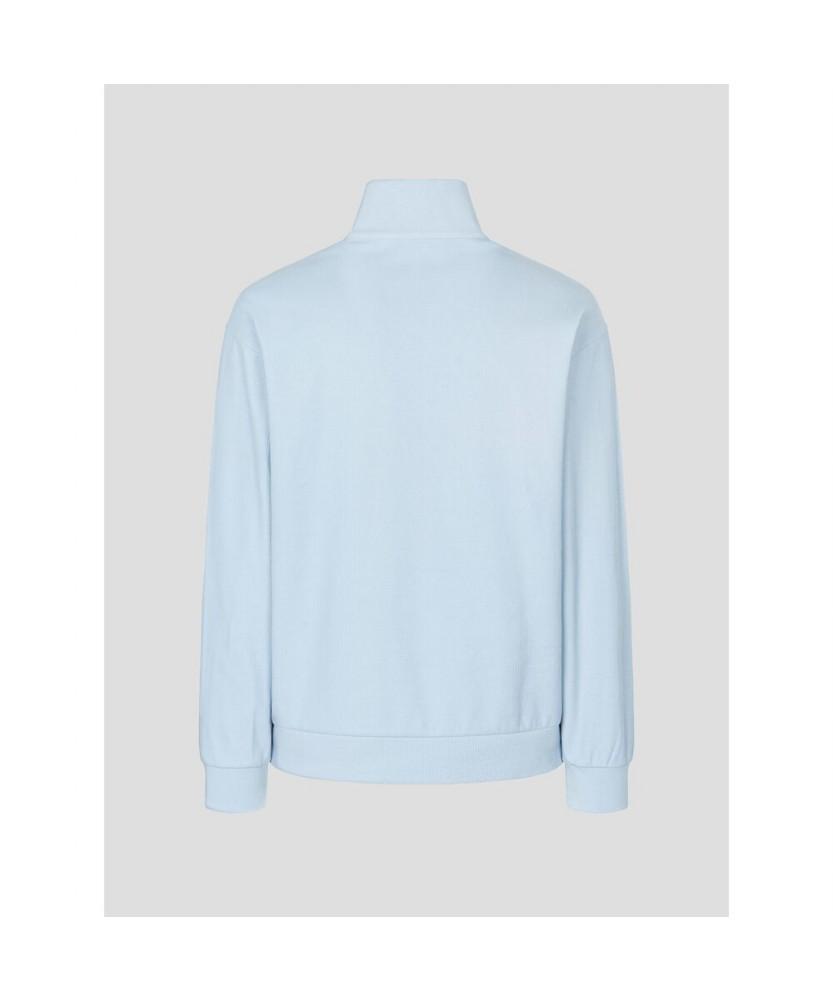 Binpolmen Textured Quarter-Zip Long Sleeve T-Shirt Sky Blue