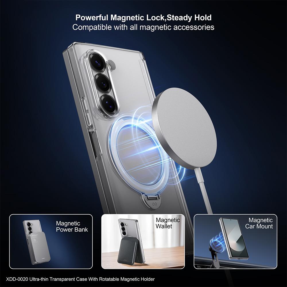 XUNDD For Samsung Galaxy Z Fold7 5G Case Compatible with MagSafe Kickstand PC Cover with Tempered Glass