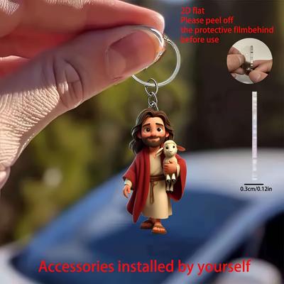 2D Flat Acrylic (Saint) Keychain, Keychain - Acrylic Personality Decorations, Easter Design Creative Pendants,  Gifts for Home and Holiday Decorations