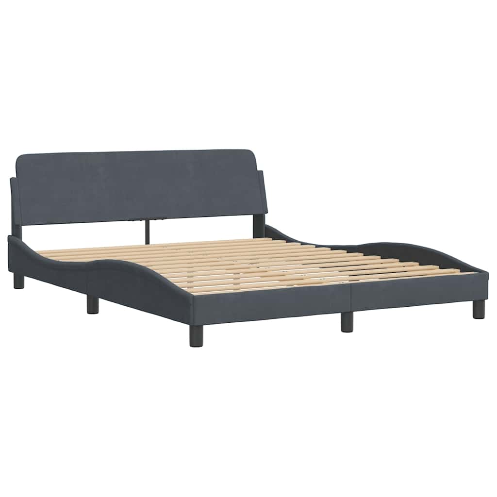 Bed Frame without Mattress Dark Grey 160x200 cm Velvet