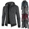 Fleece Thickened Knitted Sweater Men's Color Matching Large Size Hooded Jacket
