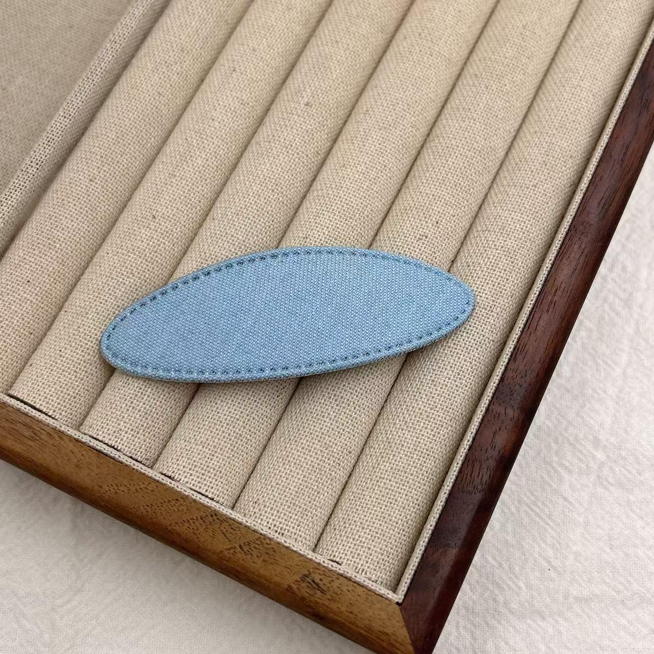 

Korean Blue Denim Oval Hair Clip - Fashionable and Simple for Managing Bangs and Frizzy Hair