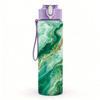 1PC Green Marble Swirl Agate Texture Background 750ml Color Plastic Sports Water Bottle Leakproof Flip Straw Lid Suitable for Sports Office Home Use