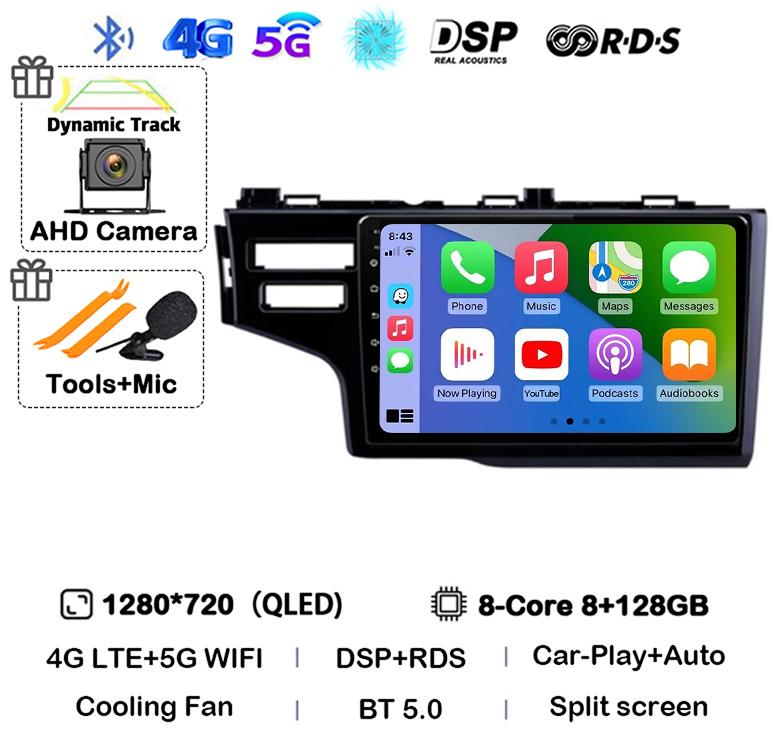 Android 14 Carplay Auto For Honda Jazz 3 2015-2020 Fit 3 GP GK 2013-2020 LHD Car Radio Multimedia Player Stereo GPS Head Unit 4G