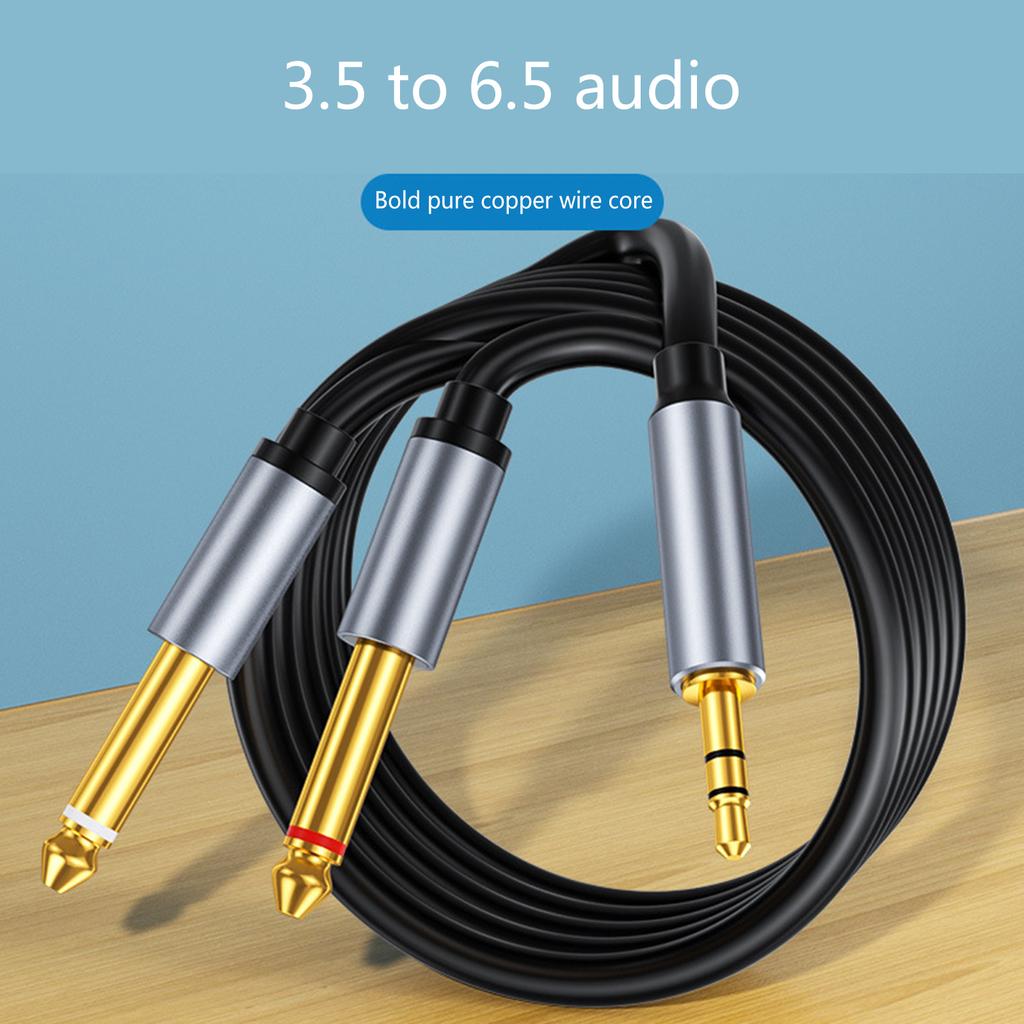 6.5mm Male to 3.5mm Male Audio Adapter Cable Gold-Plated Connector for Headphones, Amplifier, Recorder