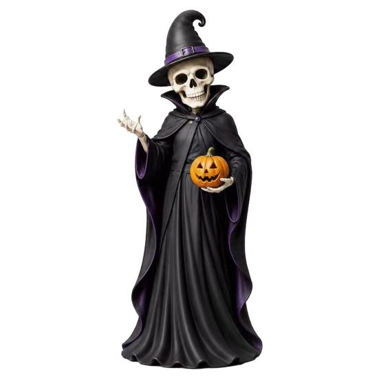 Cute Desktop Decoration Vintage Halloween Wooden Figurine, Rustic Witch Zombie Cat Owl Frog Tabletop Home Shelf Accents Ornament, Farmhouse