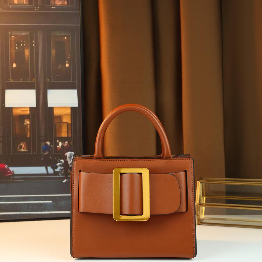 

Retro Hong Kong Style Small Square Bag Women S Fashion Portable Messenger Bag Spring And Summer Solid Color Square Buckle Commuter Shoulder Bag світло-коричневого кольору