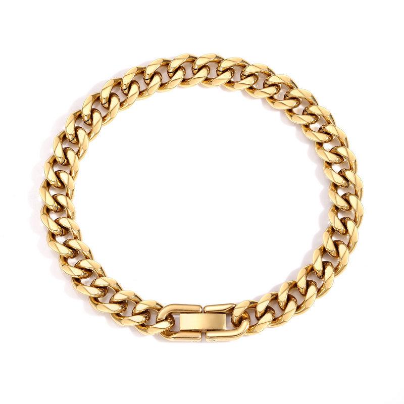 Fadeproof Titanium Steel Frosted Cuban Chain Bracelet with Versatile Clasp