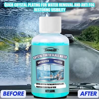 Concentrated Crystal-Coating Liquid for Car Glass - Windshield Wiper Fluid, Keeps Surfaces Smooth, Rain-Proof, and Anti-Fog, Streak-Free, Q