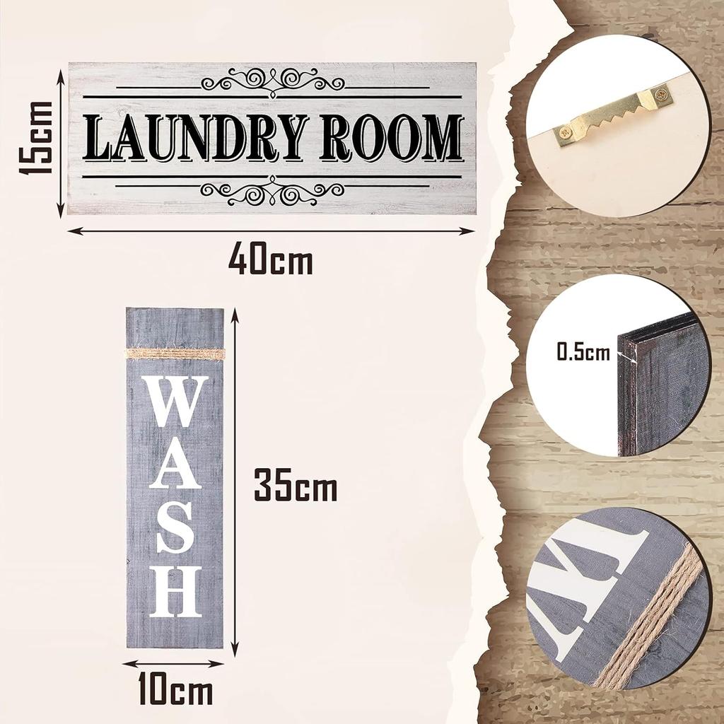 4 Pieces Home Vintage Laundry Room Canvas Wall Art, Laundry Rules Prints Signs Framed, Rustic Bathroom Laundry Room Decor Retro Wash Wall Art for