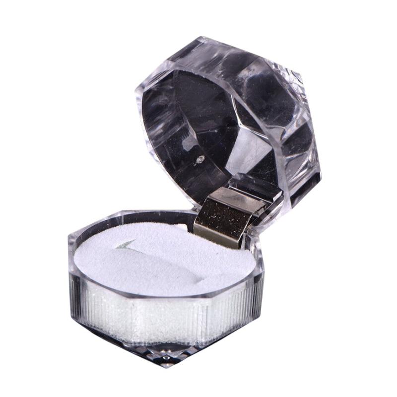 Durable Acrylic Small Octagonal Transparent Crystal Ring Box Jewelry Storage Box For Rings Earrings And Accessories