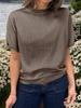 Maglione da Donna Leggero a Manica Corta in Maglia Girocollo Top Pullover Estivo