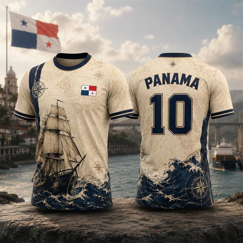 2026 New Panama Flag Graphic Football Jersey For Men Trendy Streetwear Outdoor Sports T Shirt Loose Quick Dry Customizable Tees