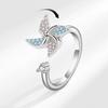 Niche Design Rotatable Windmill Open Ring For Women With Cubic Zirconia Fashion Jewelry Adjustable Finger Ring