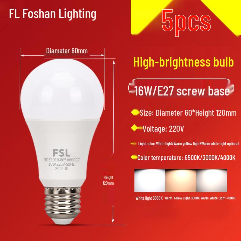Energie sparende LED-Glühbirne, E27-Schraubfassung, superhelles warmweißes Licht für die Heimbeleuchtung.