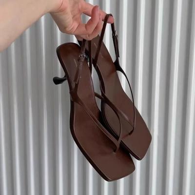 High Heeled Sandals for Women In the Summer of 2025, New French Style Open Toed Sandals,fashionable Square Toe Slim Heel Sandals