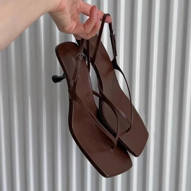 High Heeled Sandals for Women in the Summer of 2025, New French Style Open Toed Sandals,fashionable Square Toe Slim Heel Sandals