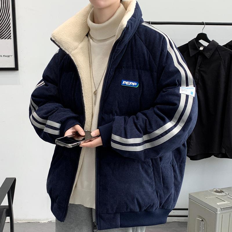 

Light down jacket men s winter 2025 stand-up collar thickened warm cropped corduroy jacket 2XL