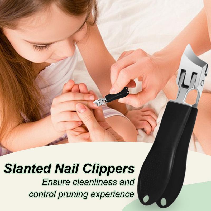 Angled Nail Clippers Curved Fingernail Cutter Wide Jaw Opening Anti Splash Nail Trimmer Multi-Functional Manicure Pedicure Tools