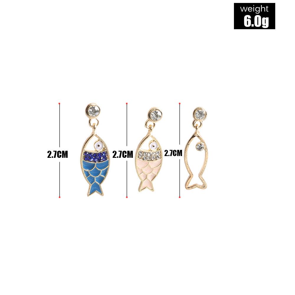 Bohemian Fish Element Cartoon Diamond Earrings - 3-Piece Set