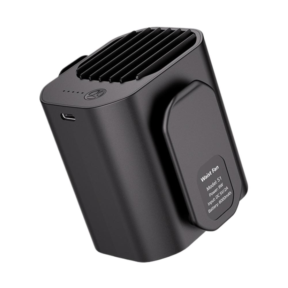 Waist Clip Fan 10000mAh Power Bank Fan Multifunction Cooling Fan LED Display Mini Hanging Neck/Waist Fan for Outdoor Gardening