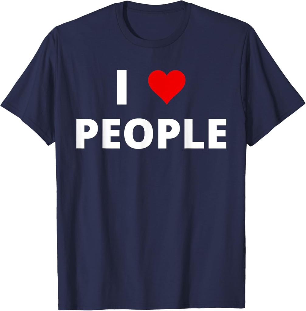 Ich liebe Menschen Grafikdruck Baumwolle Kurzarm T-Shirt Lässig Täglich Rundhalsausschnitt T-Shirt