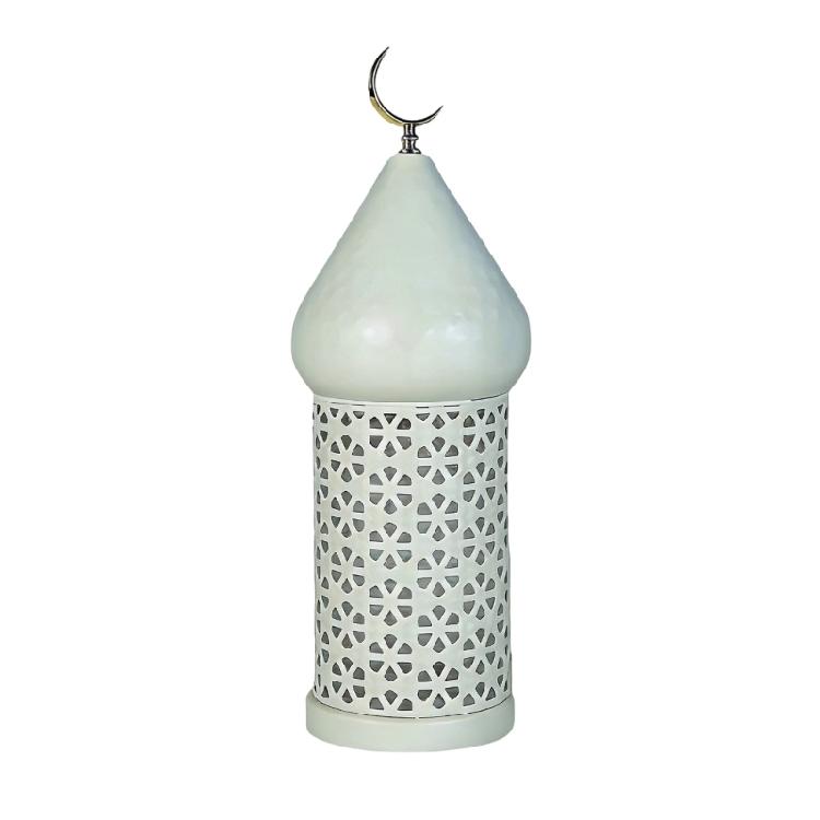 

Moroccans Hollow Out Candle Holder White Iron Lantern Decorative Candle Stand for Indian Wedding Eid Ramadans Event S