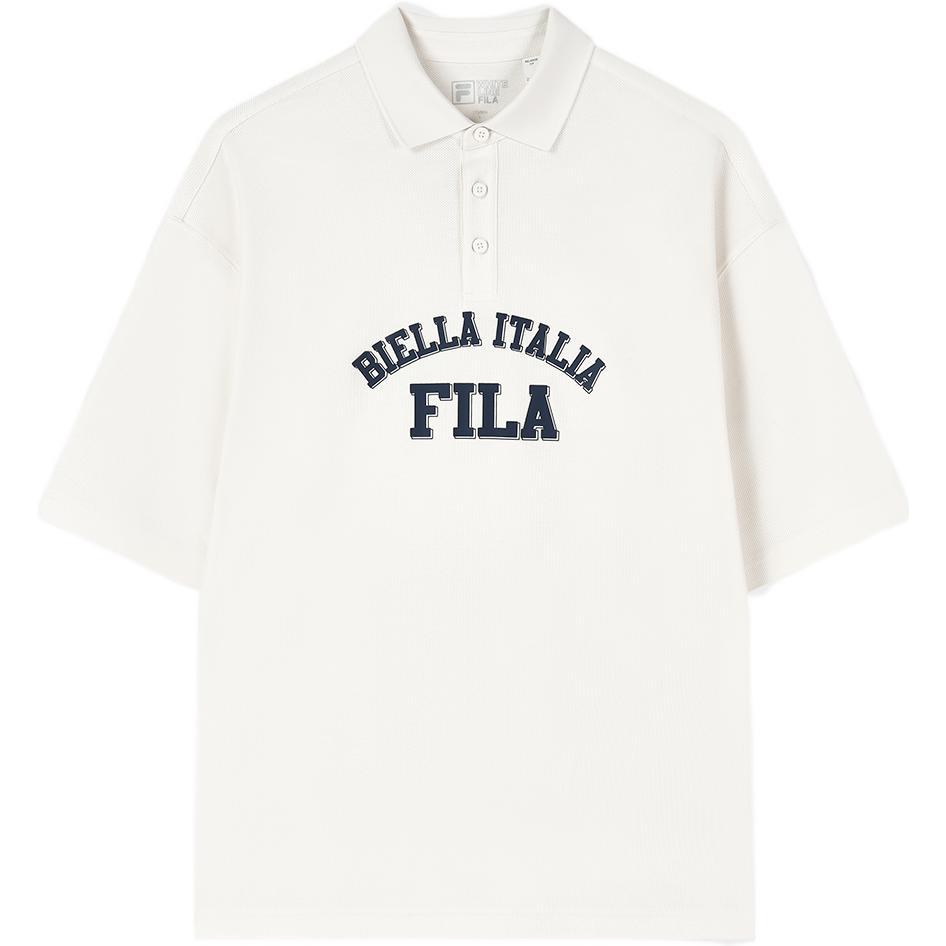 

FILA American Series Letter Print Casual Loose Short Sleeve Polo Shirt Unisex Polo Shirts Milk-Salt-White F11U329105FIV S