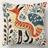 Scandic Folk Art Fox Pillow Cover Short Plush Woven Polyester Zipper Pillowcase for Living Room Sofa Decor