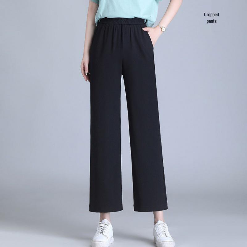 Ice Silk Chiffon High-Waist Quick-Dry Wide-Leg Pants for Women