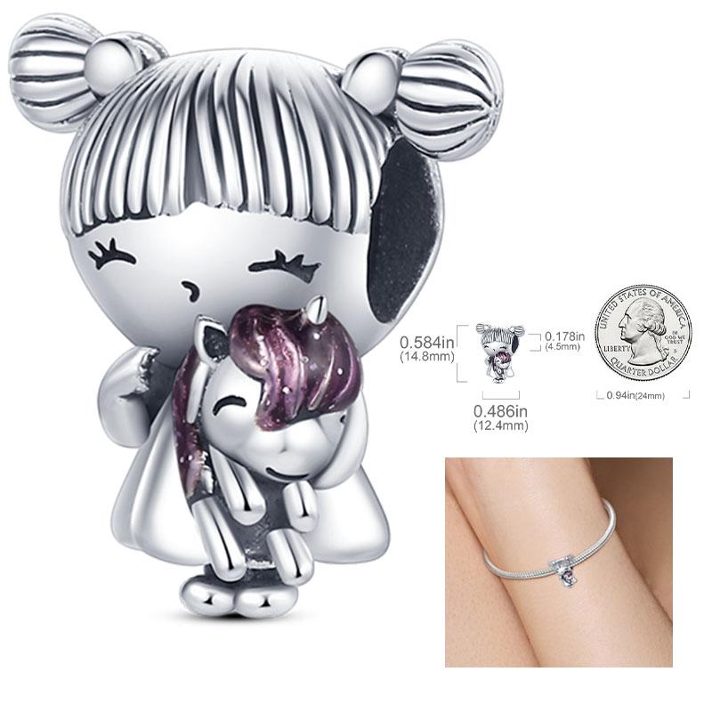 Copper Charms Penguin Unicorn Carousel Pendants Fit Original Pan Bracelet Beads Diy For Jewelry Making