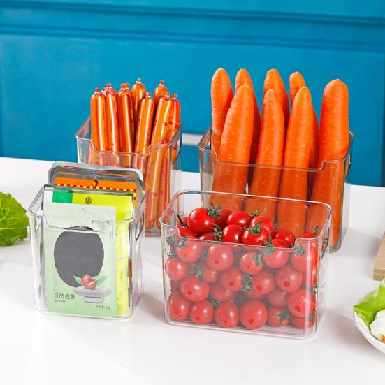 Boîte de rangement pour porte latérale de réfrigérateur Bacs de rangement en plastique transparent Empilables Organisateur de cuisine pour viande Snacks et Boissons