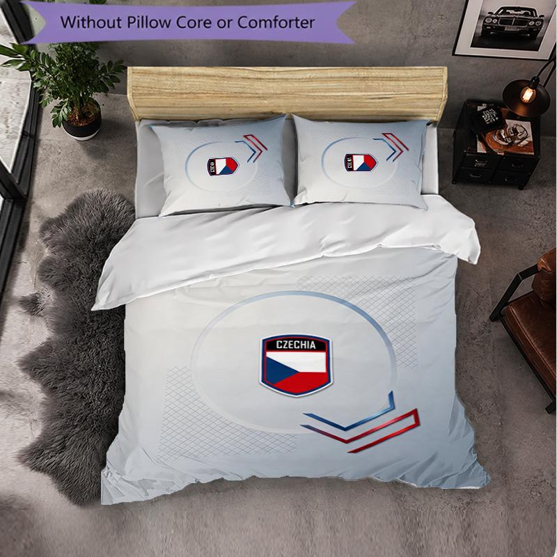 Czech Republi Football Pattern 3 Pieces Bedding Set Soft Microfiber Duvet Cover with Pillow Cases for Bedroom