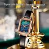 Niche Women's Small Green Retro Square Quartz Student Watch