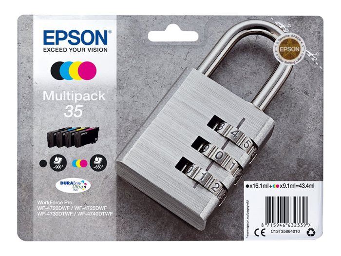 EPSON Cartouche D'encre Originale 35 Multipack - Pack De 4 - Noir, Jaune, Cyan, Magenta