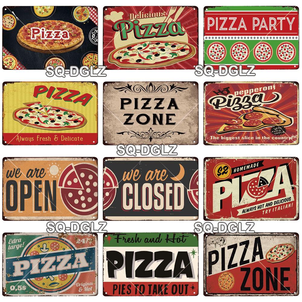 Italienische Pizza Vintage Metallschild Blechschild Vintage Dekoration Man Cave Plakette Hauswanddekoration Bar Schild Heimdekoration Poster