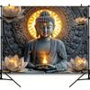 1 Piece Ornate Style Buddha and Lotus Tapestry, Machine Washable, Large Polyester Wall Hanging for Living Room and Bedroom