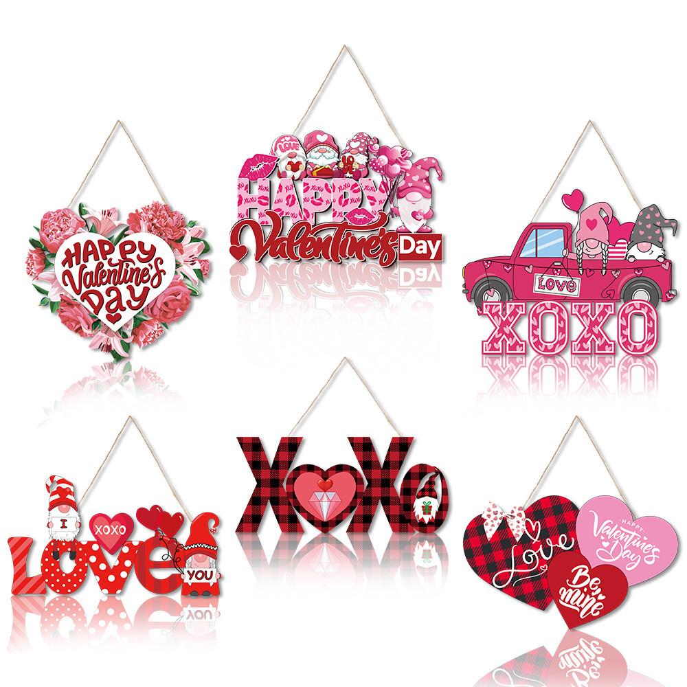 Day Valentines Paper Door Hanging With Heart Flower Design For Party Decor