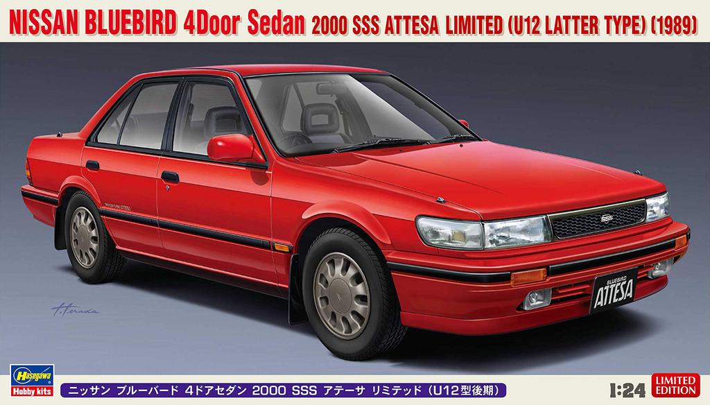 Hasegawa Nissan Bluebird sedan SSS Atesa Limited, pozdní verze, plastový model 20497, 1:24, 4dveřový (typ U12)