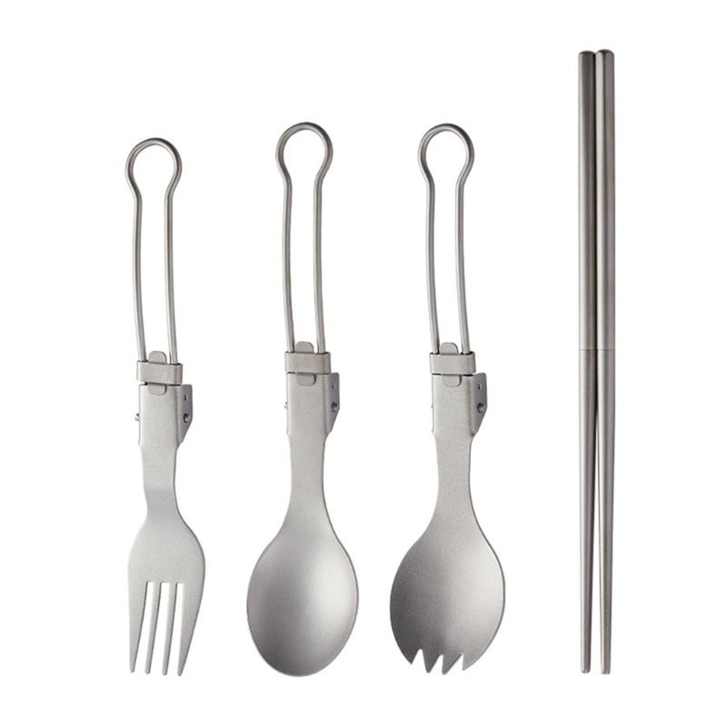 Camping Cutlery Set Fork Spoon Chopstick Metal Tableware Folding Utensils Flatware for Outdoor Picnics Hikings 1